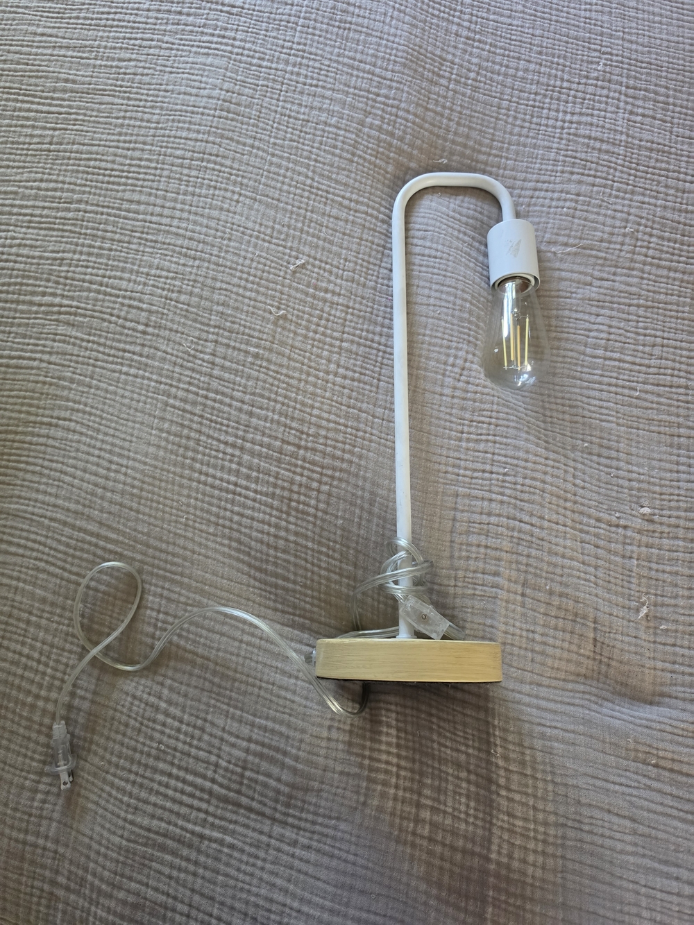 Modern White and Natural Wood Table Lantern - Minimalist Accent Light